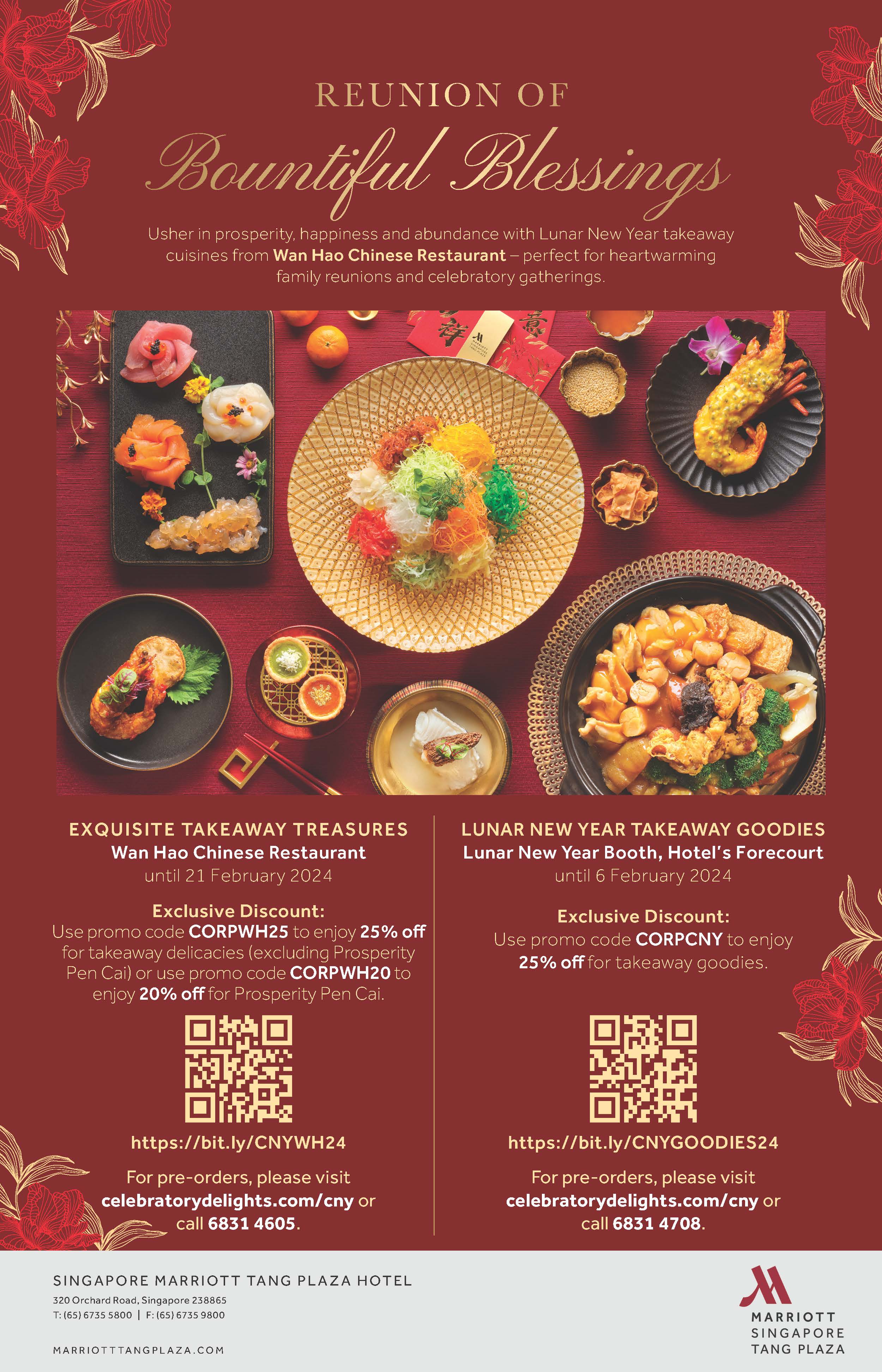 Singapore Marriott Tang Plaza Hotel Wan Hao Lunar New Year 2024